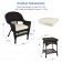 Espresso Wicker Chair And End Table Set With Ivory Chair Cushion
