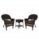 Espresso Wicker Chair And End Table Set With Brown Chair Cushion