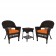 Espresso Wicker Chair And End Table Set With Orange Chair Cushion