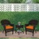 Espresso Wicker Chair And End Table Set With Orange Chair Cushion