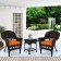 Espresso Wicker Chair And End Table Set With Orange Chair Cushion