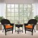 Espresso Wicker Chair And End Table Set With Orange Chair Cushion