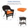 Espresso Wicker Chair And End Table Set With Orange Chair Cushion