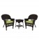 Espresso Wicker Chair And End Table Set With Sage Green Chair Cushion