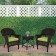 Espresso Wicker Chair And End Table Set With Sage Green Chair Cushion