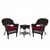 Espresso Wicker Chair And End Table Set With Red Chair Cushion