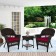Espresso Wicker Chair And End Table Set With Red Chair Cushion