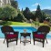 Espresso Wicker Chair And End Table Set With Red Chair Cushion