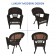 Espresso Wicker Chair And End Table Set With Red Chair Cushion