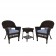 Espresso Wicker Chair And End Table Set With Steel Blue Chair Cushion