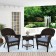 Espresso Wicker Chair And End Table Set With Steel Blue Chair Cushion