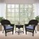 Espresso Wicker Chair And End Table Set With Steel Blue Chair Cushion