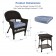 Espresso Wicker Chair And End Table Set With Steel Blue Chair Cushion