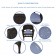 Espresso Wicker Chair And End Table Set With Steel Blue Chair Cushion