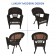 Espresso Wicker Chair And End Table Set With Steel Blue Chair Cushion