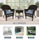 Espresso Wicker Chair And End Table Set With Steel Blue Chair Cushion