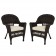 Espresso Wicker Chair With Cushion Set of 2