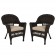 Espresso Wicker Chair With Cushion Set of 2