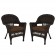 Espresso Wicker Chair With Cushion Set of 2