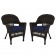 Espresso Wicker Chair With Midnight Blue Cushion - Set of 2