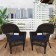 Espresso Wicker Chair With Midnight Blue Cushion - Set of 2