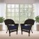 Espresso Wicker Chair With Midnight Blue Cushion - Set of 2