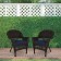 Espresso Wicker Chair With Midnight Blue Cushion - Set of 2