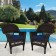 Espresso Wicker Chair With Midnight Blue Cushion - Set of 2
