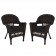 Espresso Wicker Chair With Black Cushion - Set of 2