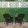 Espresso Wicker Chair With Black Cushion - Set of 2