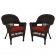 Espresso Wicker Chair With Cushion Set of 2