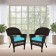 Espresso Wicker Chair With Sky Blue Cushion - Set of 2