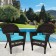 Espresso Wicker Chair With Sky Blue Cushion - Set of 2