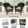 Espresso Wicker Chair With Sage Green Cushion - Set of 2