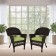 Espresso Wicker Chair With Sage Green Cushion - Set of 2