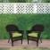 Espresso Wicker Chair With Sage Green Cushion - Set of 2