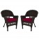 Espresso Wicker Chair With Cushion Set of 2