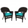 Espresso Wicker Chair With Cushion Set of 2