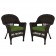 Espresso Wicker Chair With Hunter Green Cushion - Set of 2