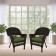 Espresso Wicker Chair With Hunter Green Cushion - Set of 2