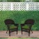 Espresso Wicker Chair With Hunter Green Cushion - Set of 2
