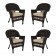 Espresso Wicker Chair With Tan Cushion - Set of 4