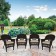 Espresso Wicker Chair With Tan Cushion - Set of 4
