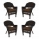 Espresso Wicker Chair With Brown Cushion - Set of 4