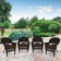 Espresso Wicker Chair With Brown Cushion - Set of 4