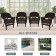 Espresso Wicker Chair With Brown Cushion - Set of 4