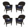 Espresso Wicker Chair With Midnight Blue Cushion - Set of 4