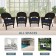 Espresso Wicker Chair With Midnight Blue Cushion - Set of 4