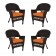 Espresso Wicker Chair With Cushion Set of 4