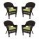 Espresso Wicker Chair With Sage Green Cushion - Set of 4